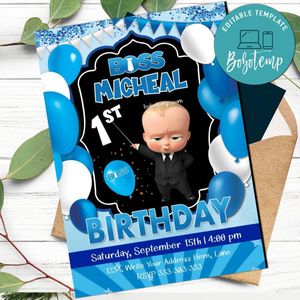 Digital Boss Baby invitations Customizable Template Instant Download