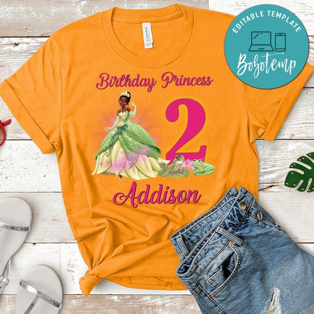 Custom Princess Tiana Birthday Shirt for Girl