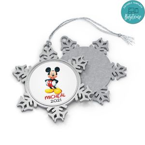 Mickey Mouse Pewter Snowflake Ornament Gift