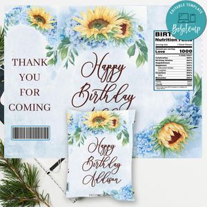 Hydrangea flowers Chip Bag Digital File Printable Instant Download