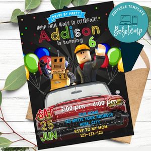 Roblox Drive By Birthday Parade Invitation Printable Instant Download
