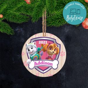 Girl Paw Patrol Christmas Wood Ornament Gift - Kid Christmas Wood Ornament