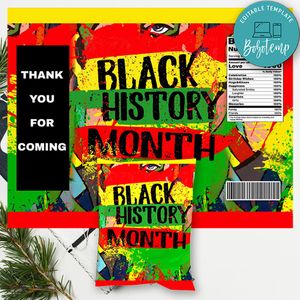Black history month Chip bag Labels Digital File Printable Instant Download