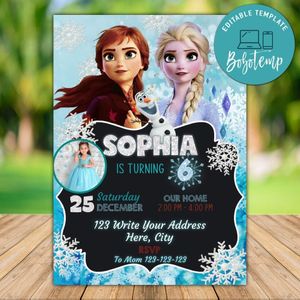 Editable Frozen 2 Birthday Flyer With Photo Instant Download