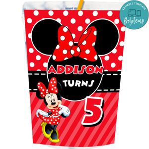 Minnie Mouse Capri Sun Labels Digital File Printable Instant Download