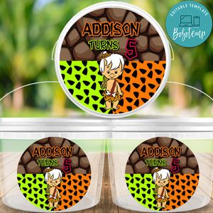 Boy Flintstone Cup labels Digital File Printable Instant Download