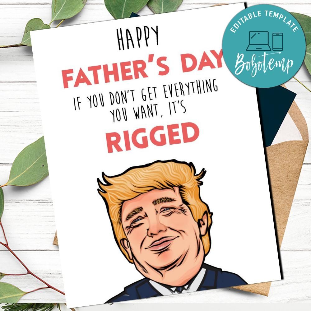 Donald Trump Funny Fathers Day Card for Husband to Print at Home | Bobotemp