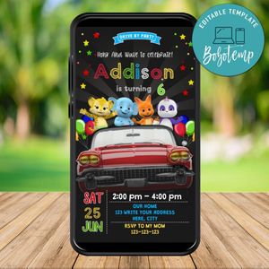 Mobile Word Party Drive By Birthday Parade Electronic Invite Invitation Template Instant Download