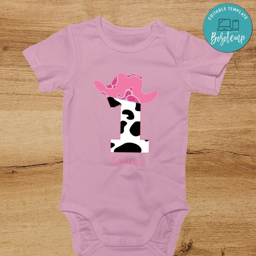 Cowgirl 1st Birthday Baby Onesie