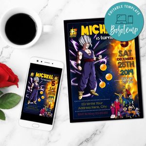 Dragon Ball Super Hero Birthday Invitation Customizable Template Instant Download