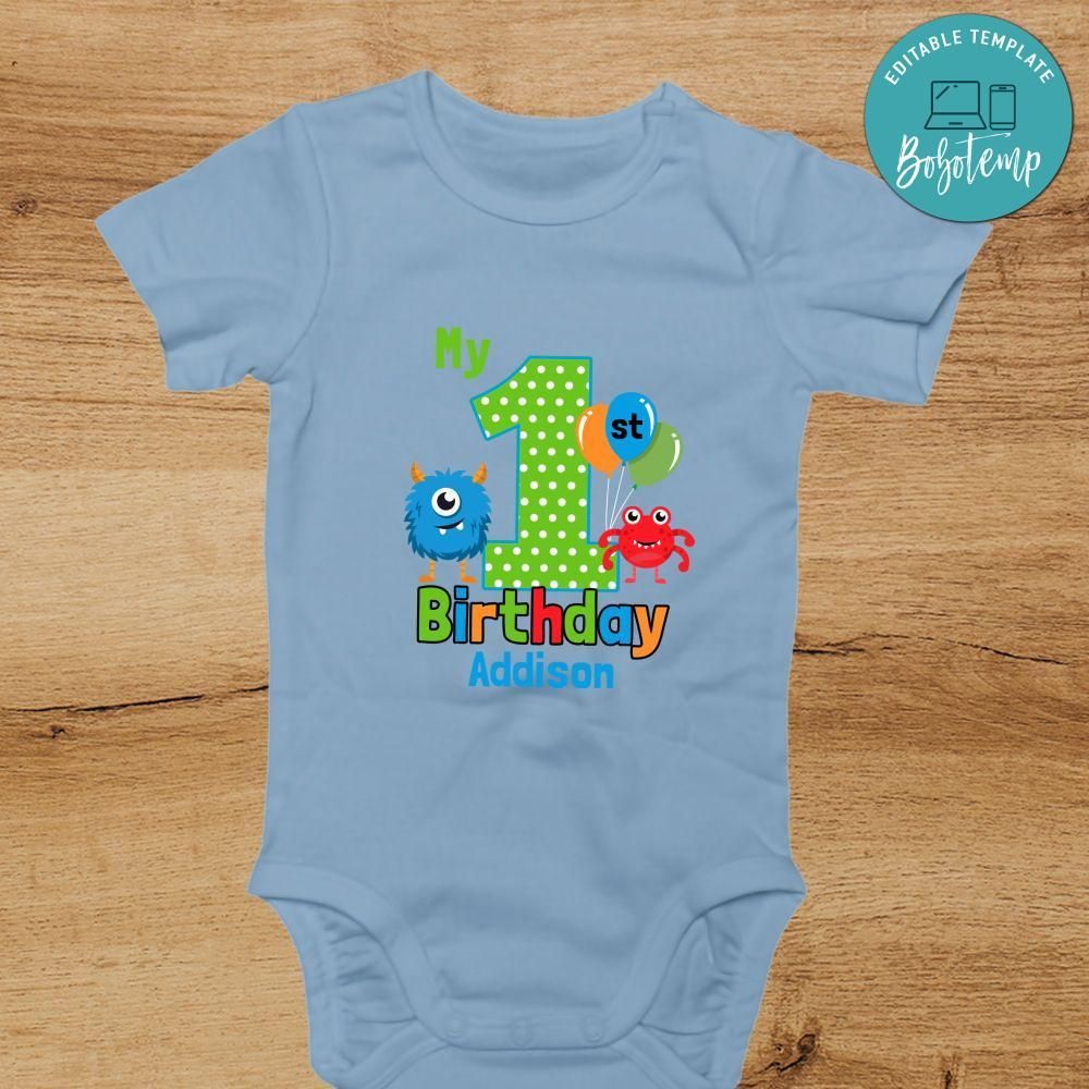 Cute Monsters 1st birthday Bodysuit - Cute Monsters First Birthday Shirt