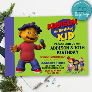 Sid the science kid Birthday Flyer Template to Print at Home Instant Download