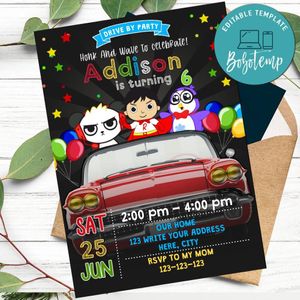 Ryan's World Drive By Birthday Parade Invitation Printable Instant Download