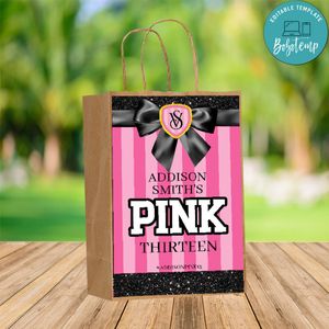Custom Victoria Secret Pink Inspired Gift bag Label to print at home Instant Download