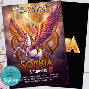 Shera and the princess of power birthday invitation