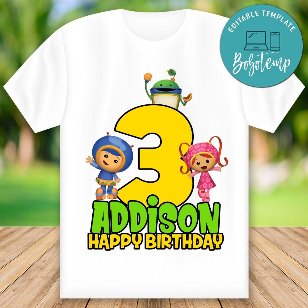 Customizable Team Umizoomi Happy Birthday Iron On Transfer Tshirt | Bobotemp, image size:1000x1000