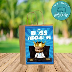 Custom King African American Baby Boss Gift bag Label to print at home Instant Download