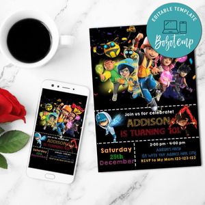 Printable Boboiboy Birthday Party Invitation Instant Download