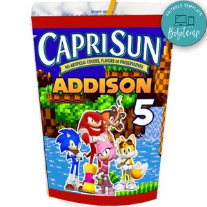 Sonic the Hedgehog Capri Sun Birthday Labels Digital File Printable Instant Download