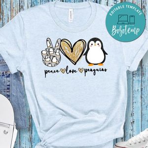 Peace Love Penguins PNG file template