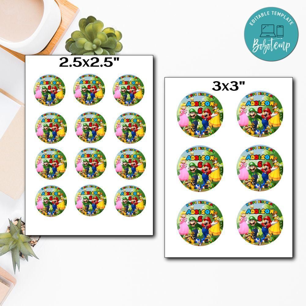 Customized Super Mario Printed Happy Birthday Sticker Sheets
