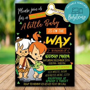Editable Pebbles Baby Shower Invitation Instant Download