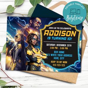 Black lightning Invitation Customizable Template Instant Download