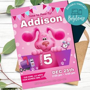 Magenta Blues Clues Birthday Flyer Template to print at home Instant Download