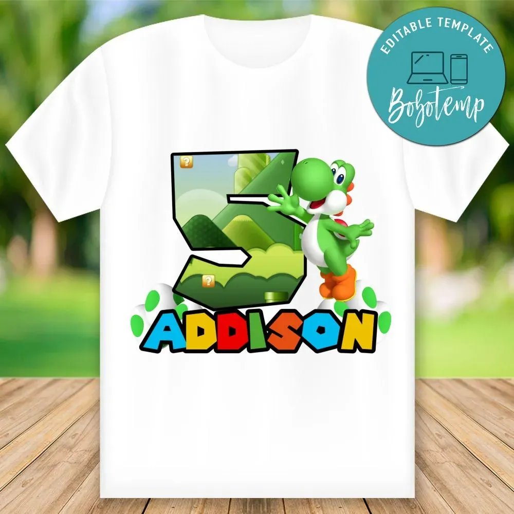 Yoshi Happy Birthday Shirt Png File Instant Download Bobotemp