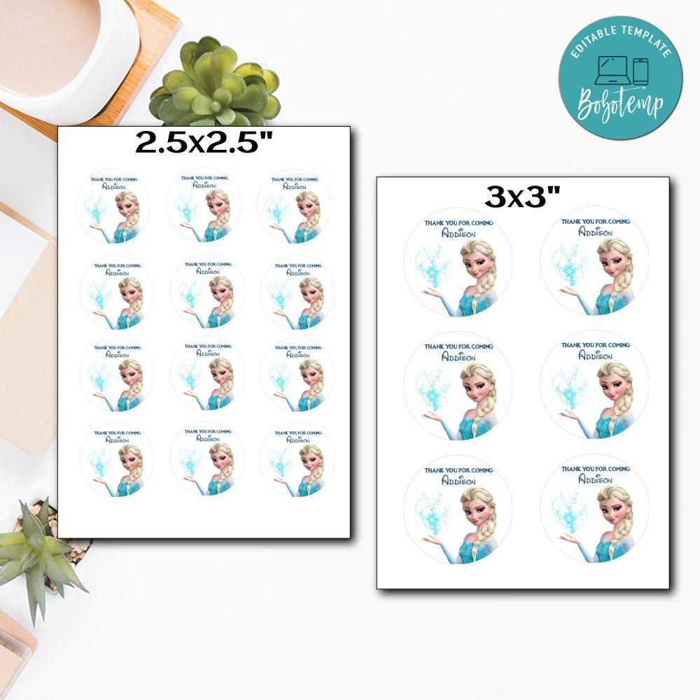 Customized Elsa Frozen Printed Happy Birthday Sticker Sheets