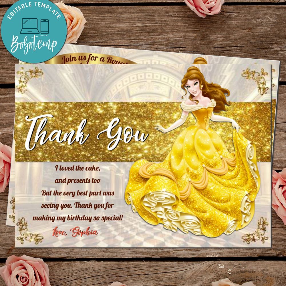 Beauty and the Beast Invitation and Thank You Card Printable