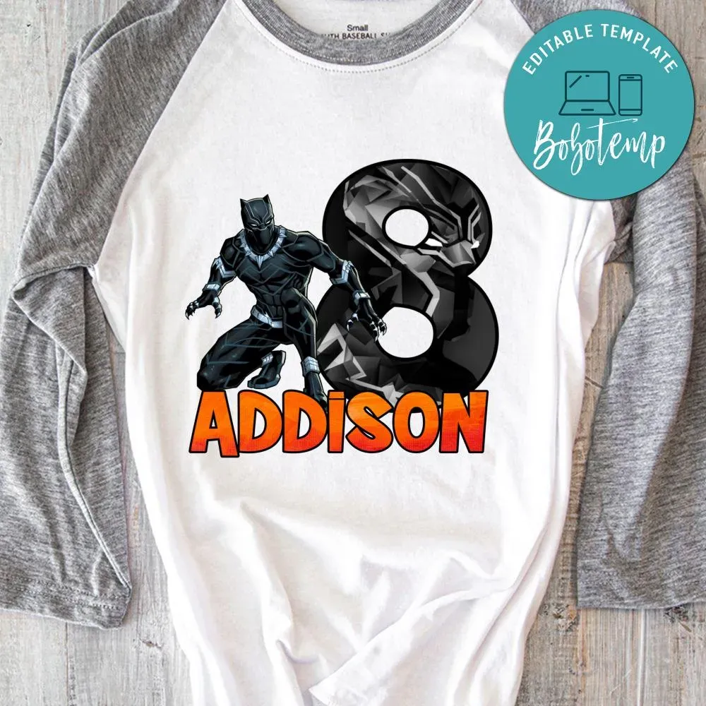 Customizable Black Panther Birthday Iron On Transfer Tshirt Diy