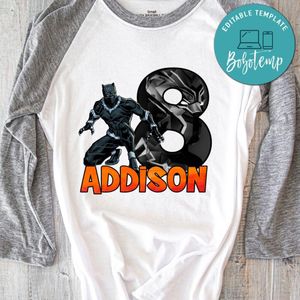 Customizable Black Panther Birthday Iron On Transfer Tshirt Instant Download