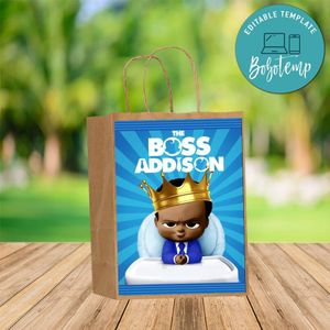 Custom Black King Baby Boss Gift bag Label to print at home Instant Download