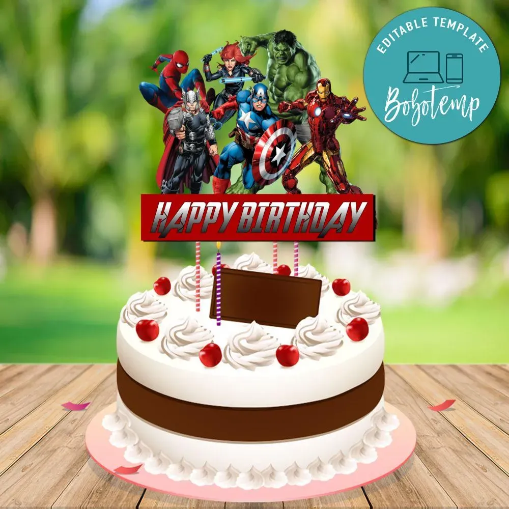 Superhero Avengers Birthday Cake Topper Template Printable Diy Bobotemp