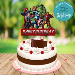 Superhero Avengers Birthday Cake Topper Template Printable Instant Download