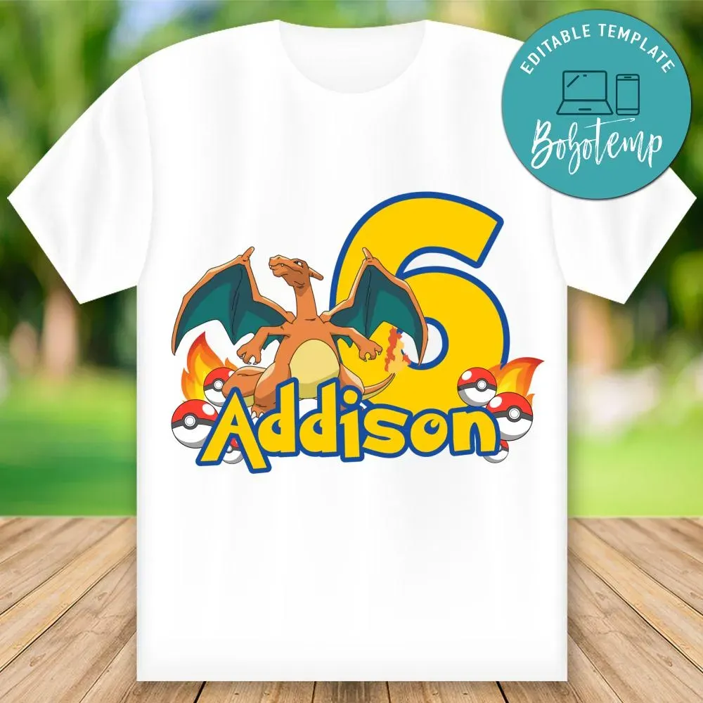 Pokemon Charizard Happy Birthday Shirt Png File Instant Download