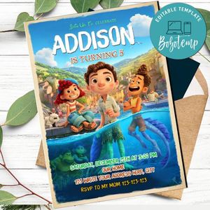Disney Pixar Luca Invitation Template to Print at Home Instant Download