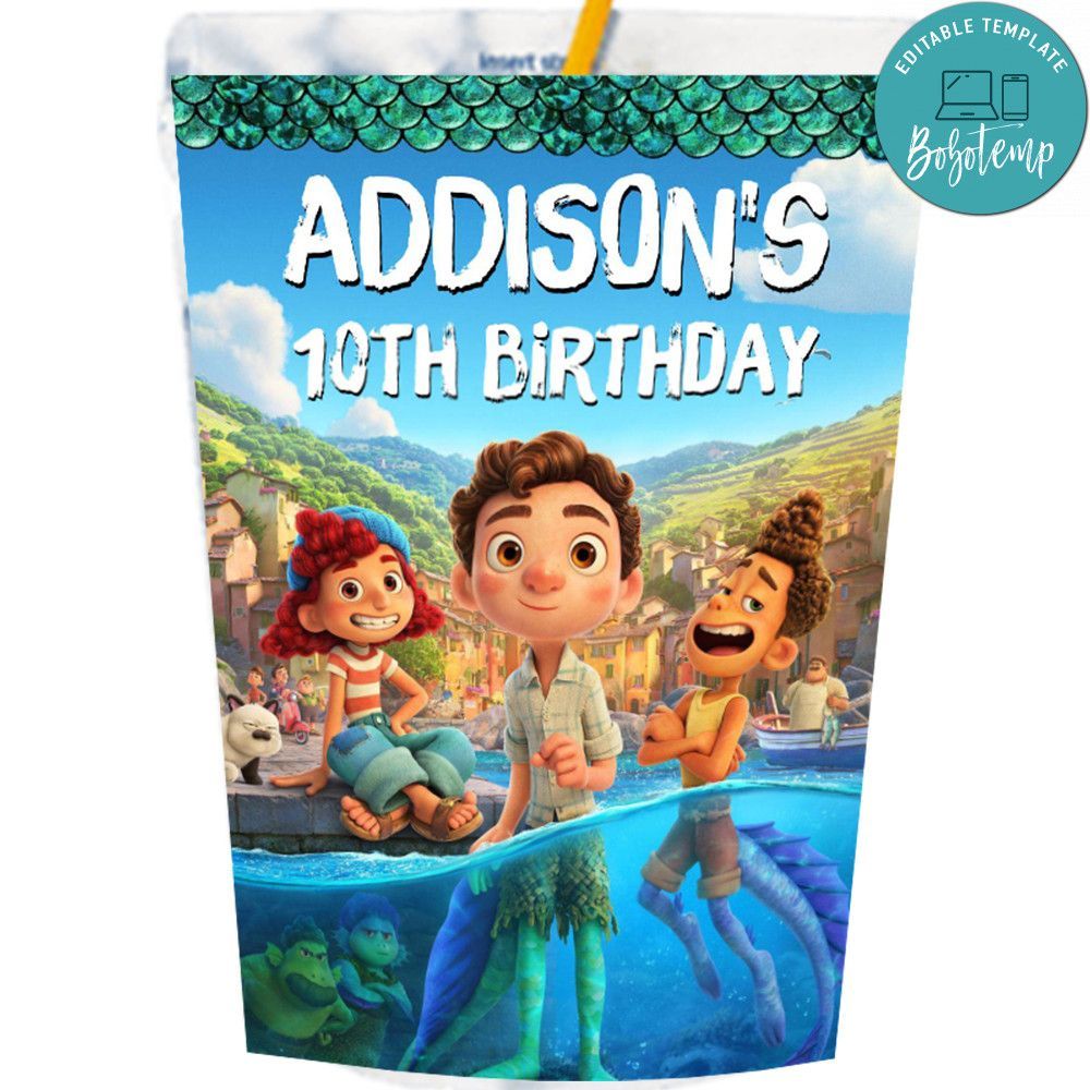 Disney Pixar Luca Capri Sun Labels Digital File Printable Instant Download