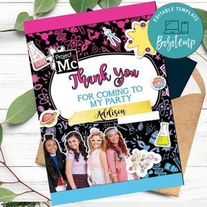 Project mc2 Thank you card Template to Print at Home Instant Download