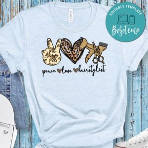 Peace love Hairstylist Cheetah PNG file template