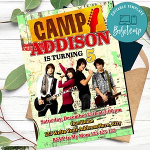 Disney Camp rock Invitation Template to Print at Home Instant Download