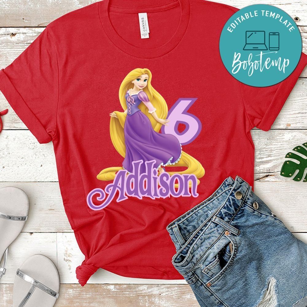 Custom Princess Rapunzel Birthday Shirt for Girl
