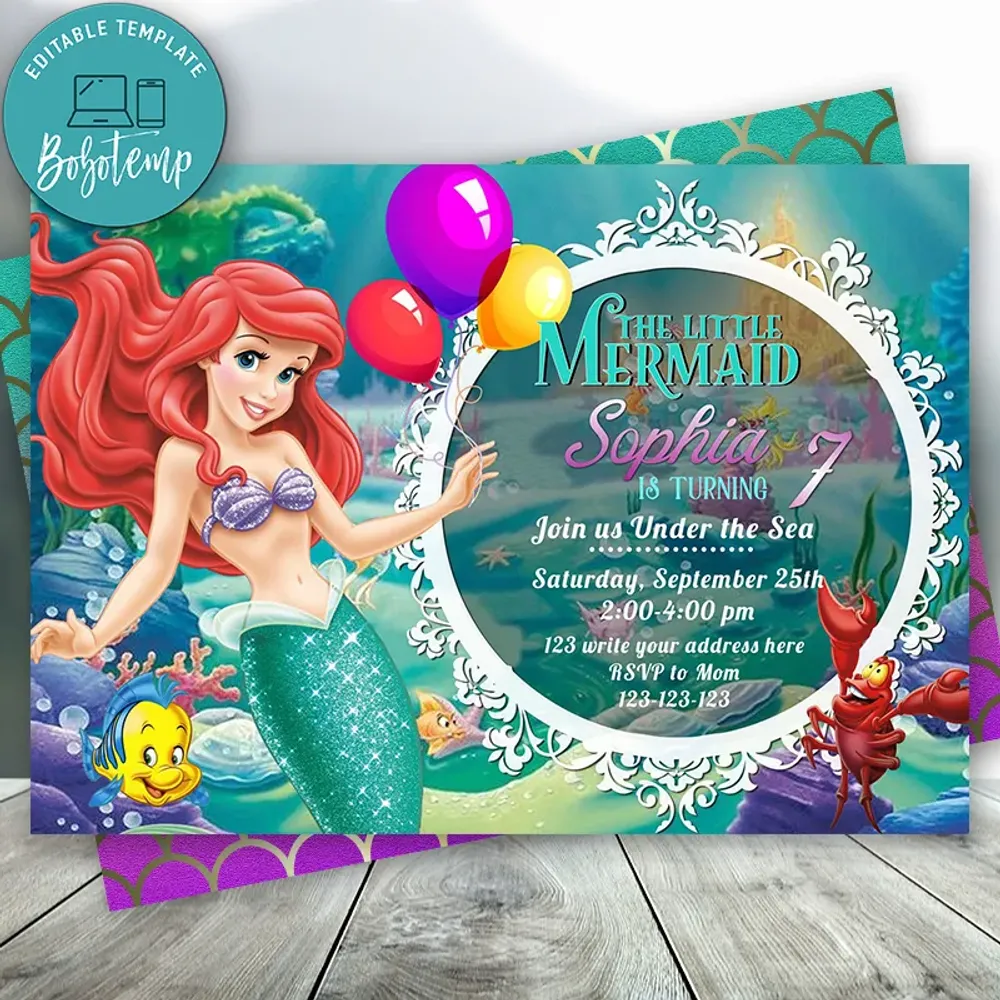 Free Download Ariel The Little Mermaid Invitations Bagvania