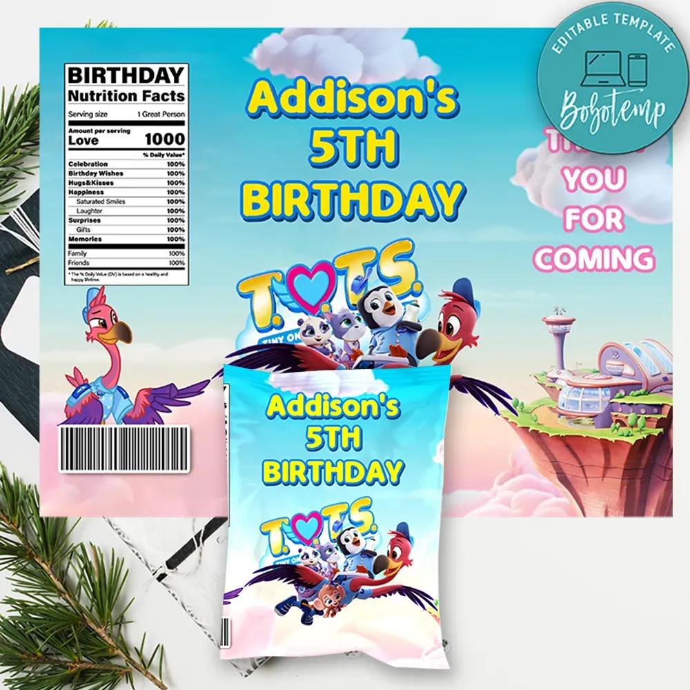 T.O.T.S Birthday Chip Bag Digital File Printable DIY | Bobotemp