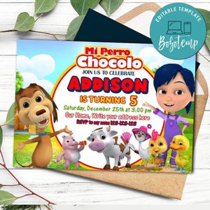Perro chocolo Invitation Template to Print at Home Instant Download