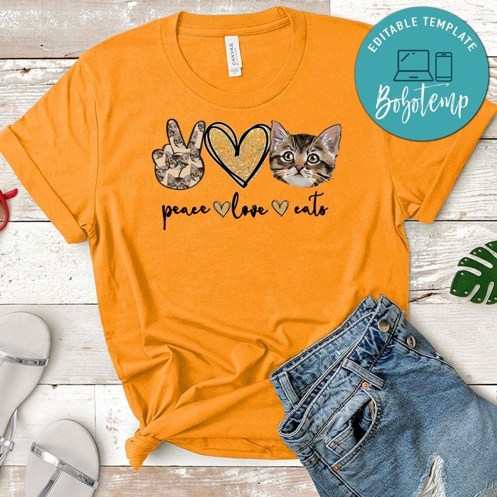 Peace Love Cats Tabby Cat PNG file template