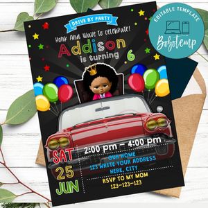 African Girl Boss Baby Drive By Birthday Parade Invitation Printable Instant Download