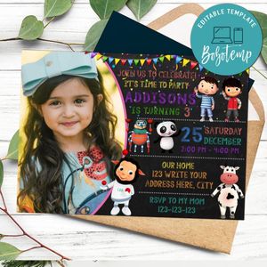 Editable Little Baby Bum Birthday Invitation With Photo and Free Thank you Tag Instant Download