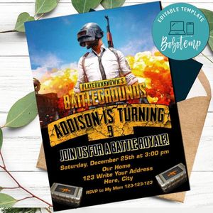 Pubg Birthday Invitation Printable Instant Download